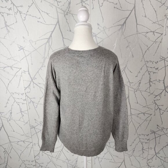 J. Crew Gray Wool Blend Lace Panel Crewneck Sweater - Picture 4 of 6